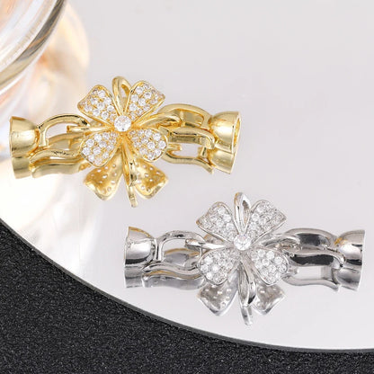 Juya Handmade 18K Gold Silver Plated Fastener Bail Connector Clasps Accessories For Needlework Pearls Beads Jewelry Making