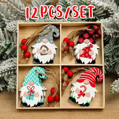 Christmas Gnomes Wooden Pendants Merry Christmas Decorations For Home 2024 Xmas Tree Christmas Ornaments Navidad New Year Gift