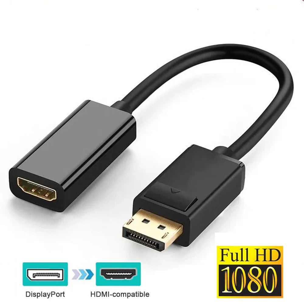 4K DisplayPort to HDMI-compatible Adapter Male DP to Female HDMI-Compatible Cable Converter Video Audio For HDTV PC Projector