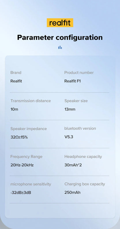 Realfit F1 Bluetooth Earphone Excellent HIFI Quality TWS Wireless Earbuds Wholesale for realme xiaomi