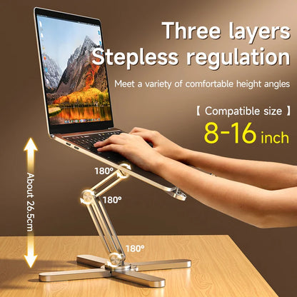 Foldable Laptop Stand 360°Rotation Notebook Table Aluminum Alloy Holder Portable Book Tablet Bracket with Heat Dissipation