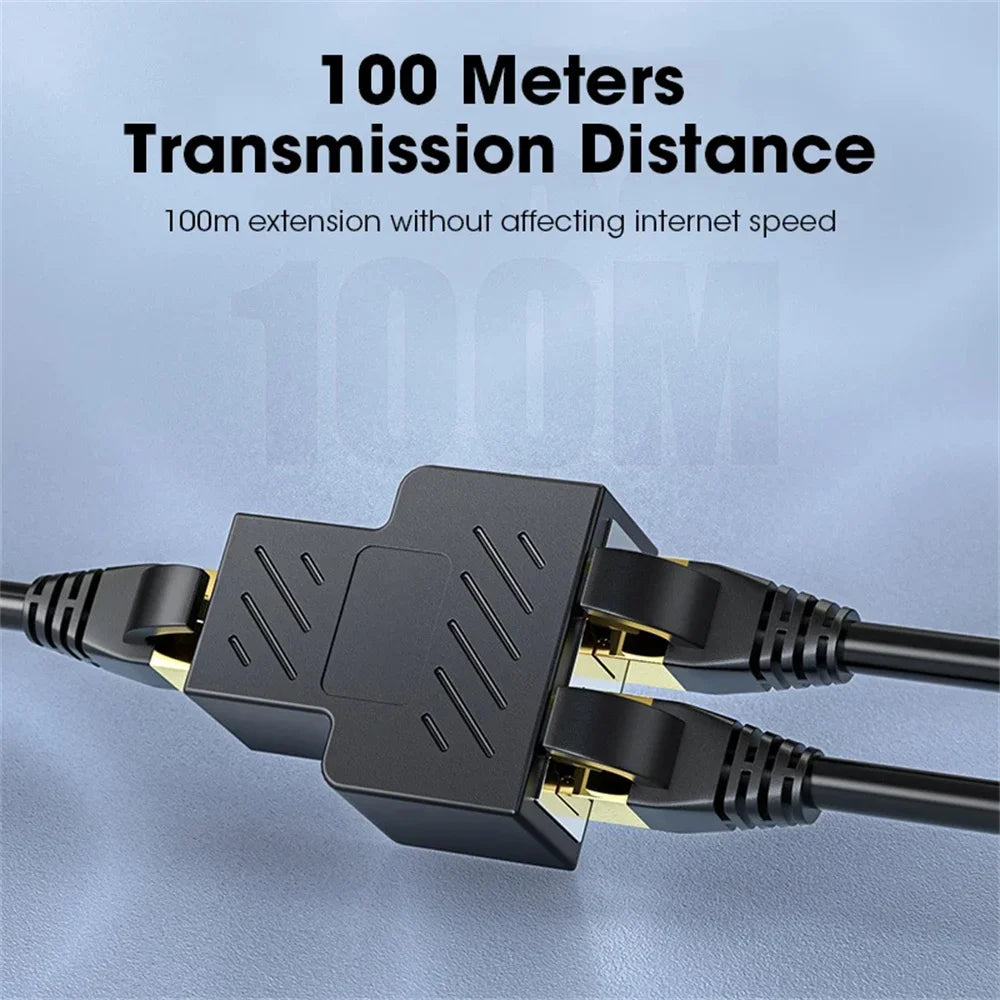RJ45 Splitter 1 to 2 Ethernet Adapter Internet Network Cable Extender RJ45 Connector Coupler for PC TV Box Router