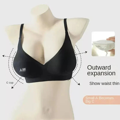 Flat Chest Solution Bra for Women Thickened Push Up Cups No Steel Ring Seamless Invisible Lift Small Chest Enhancement B C Cup