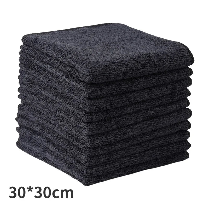Black Thicken Microfiber Car Cleaning Towels Soft Quick Drying Windows Mirrors Wiping Rags Home Double Layer Clean Cloths