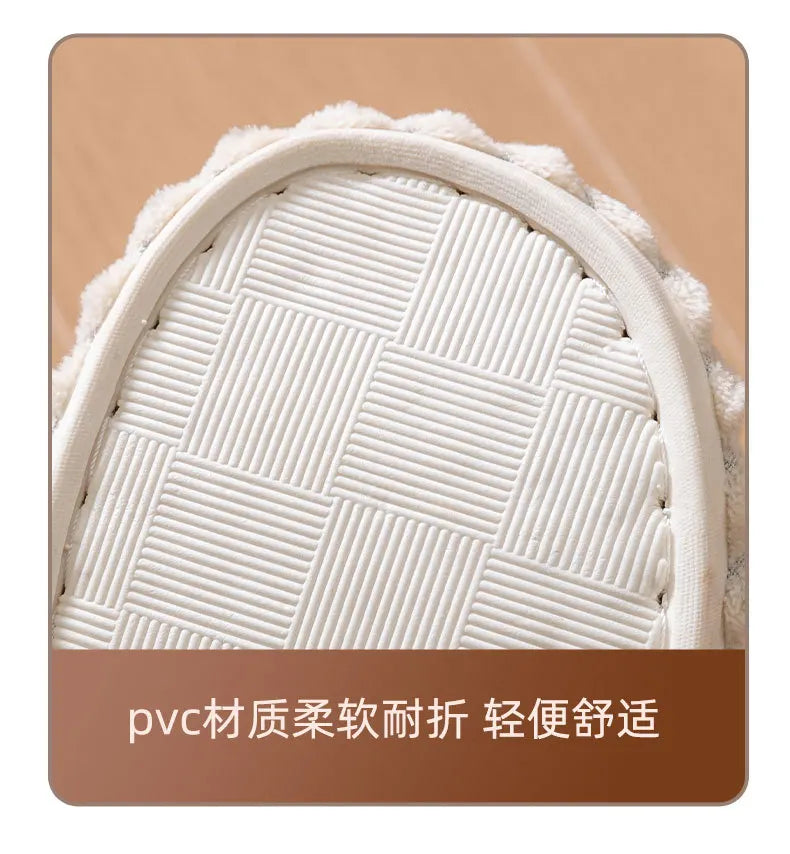 Cotton Slippers for Women Suitable for Spring Autumn Living Indoor Anti Slip Home Warm Home Couple Winter Furry Men Slippers