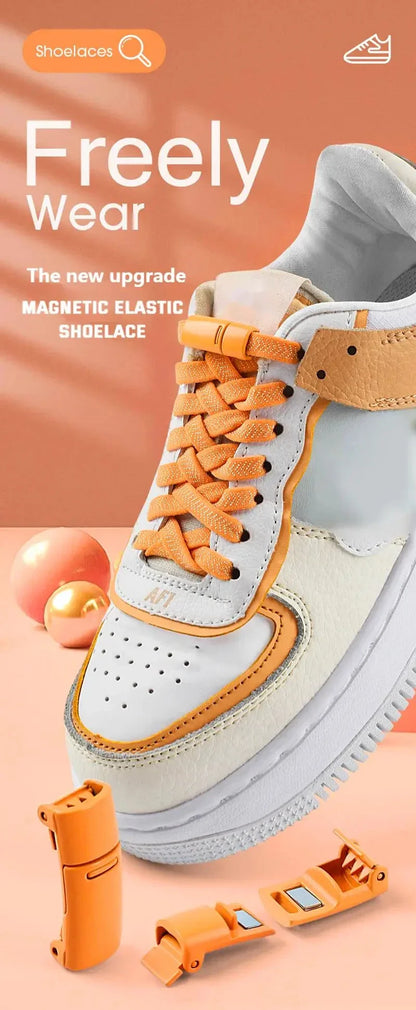 Magnetic Locking Shoelaces without ties Sneakers elastic laces  Children Adults Quick On/Off Shoelaces Shoe accessories 1 Pair