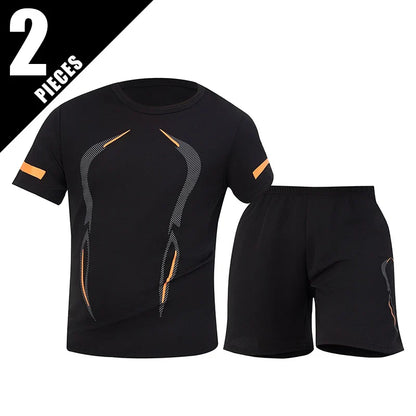 2/6 Pack Plus Size Men's Quick-drying Short-sleeved Shorts Suit Men's Leisure Sports Running Fitness T-shirt Joker Shorts Teen