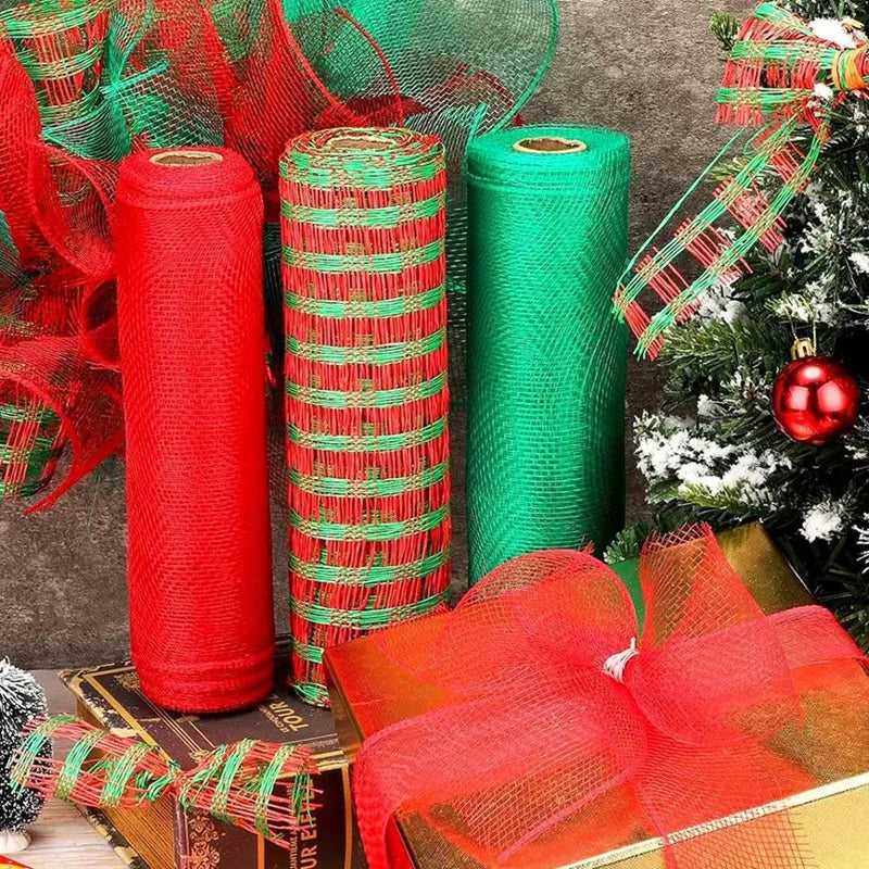 Christmas Crystal Gauze Ribbons 2024 Christmas Tree Decorations for Home Door Wreaths Navidad Noel Gifts Happy New Year 2025
