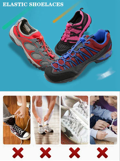 1Pair Shoelaces for Sneaker Elastic No Tie Shoe Laces Stretching Lock Lazy Laces Quick Rubber Shoelace Round Shoestrings