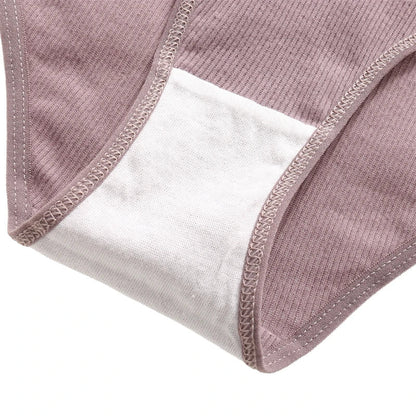 FINETOO 4Pcs Cotton Striped Underwear Women's Panties Letter Belt Briefs Ladies Low Waist Lingerie Solid Breathable Underpants