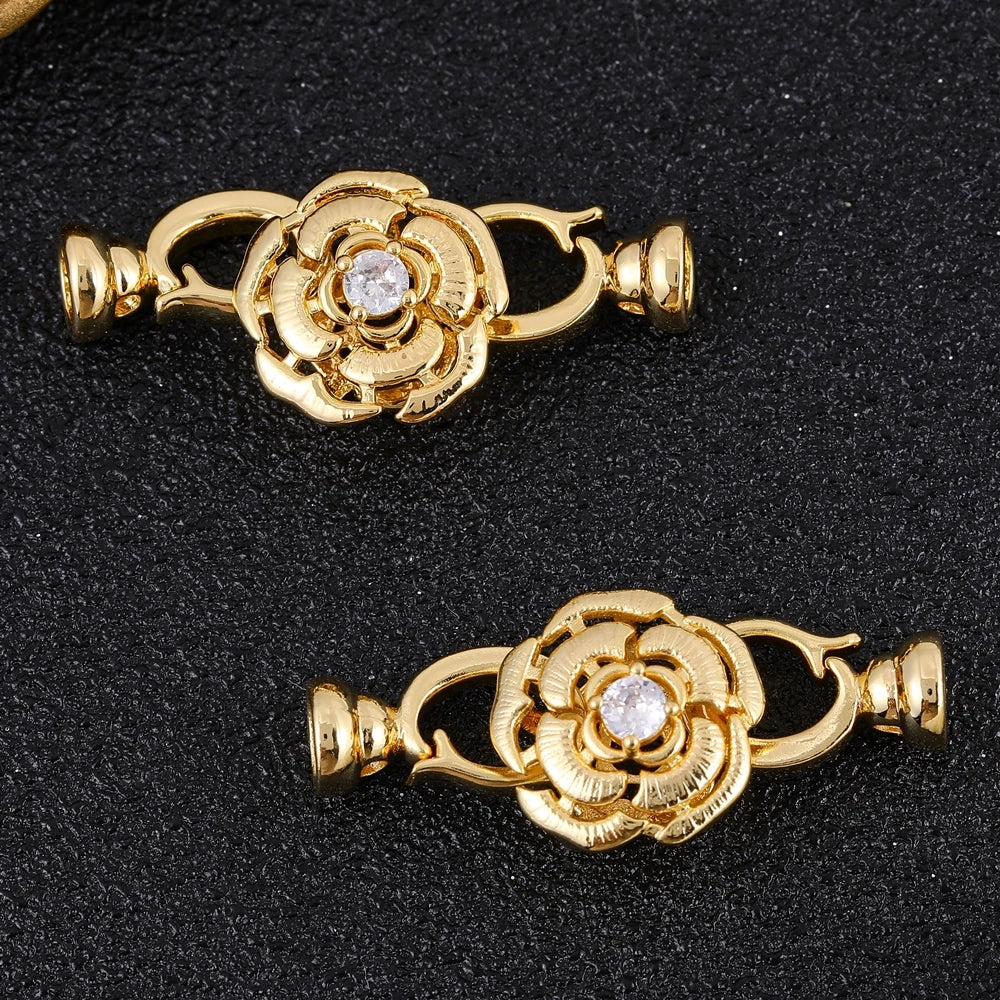 Juya Handmade 18K Gold Silver Plated Fastener Bail Connector Clasps Accessories For Needlework Pearls Beads Jewelry Making