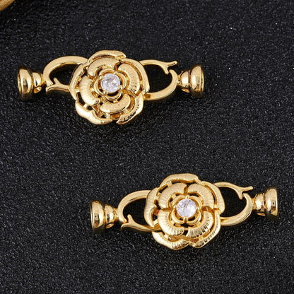 Juya Handmade 18K Gold Silver Plated Fastener Bail Connector Clasps Accessories For Needlework Pearls Beads Jewelry Making