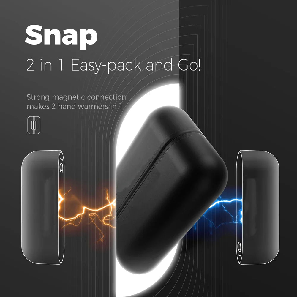 New 2 in 1 Magnetic Rechargeable Hand Warmers Electric Portable Handwarmers Ergonomic Compact Pocket Heater Tech Gifts Outdoors