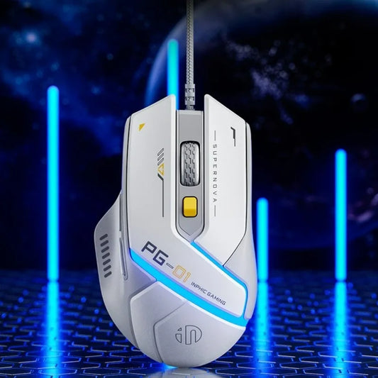 Inphic Pg1 Wired Mouse Gaming Mouse RGB Light Emitting   Macro Programming 12800DPI  6 Keys Computer Mouse For Office Home