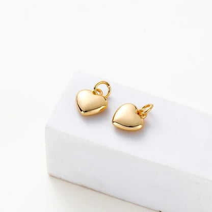 4pcs/lot 14K 18K Gold Plated Heart Charm with Jump Ring Necklace Making Supplies Solid Love Pendant For DIY Jewelry Accessories