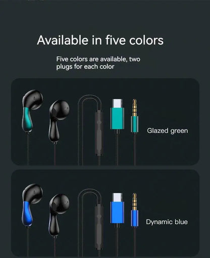 Wired Earphone 3.5mm AUX/Type C HiFi Surround Heavy Bass With MIC In-Ear Game Music Headsets For Samsung Huawei Xiaomi iPad PC