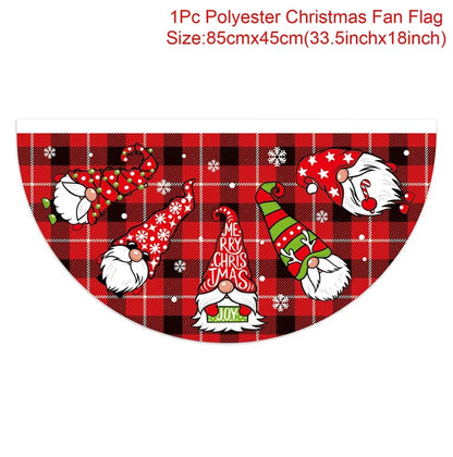 Christmas Fan-shaped Flag Banner Christmas Decoration for Home 2024 Christmas Ornament Xmas Navidad Noel Gift New Year 2025