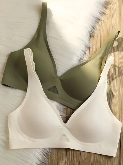 Seamless Bras For Women Wireless Bra Push Up Deep V Glossy Underwear Female Bralette Invisible Padded Brasiere Sexy Lingerie
