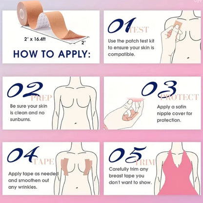 Elastic Breast Lifting Tape, Skin Tone Invisible, Breathable, Traceless, Anti Sagging, Gathered Milk-Perfect for Strapless