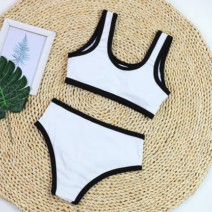 Woman Swimwear 2024 High Waist Bikinis Shorts Women's Swimsuit Luxury Ribbed Two-piece Bathing Suits Summer Bikini Set Swim Suit