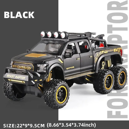 1:24 Pickup Trucks for Boys F150 Raptor Diecast Metal Model Car with Sound and Light for Kids Age 3 Year and up Blue