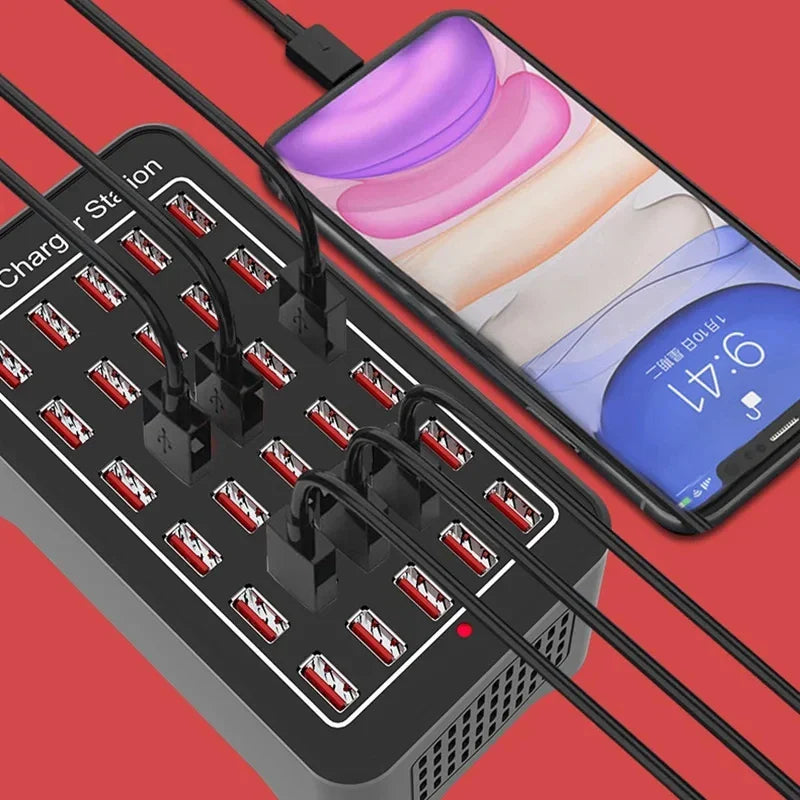 USB Charger 10 15 20 25 30 Ports HUB 150W Universal Wall Desktop Fast Charging Station Dock for Mobile Phone Power Adapter