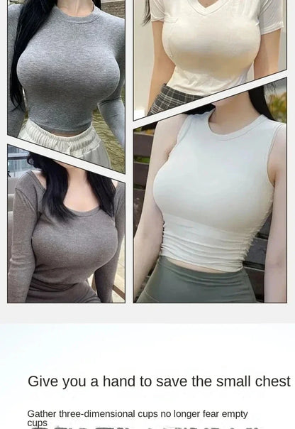 Flat Chest Solution Bra for Women Thickened Push Up Cups No Steel Ring Seamless Invisible Lift Small Chest Enhancement B C Cup