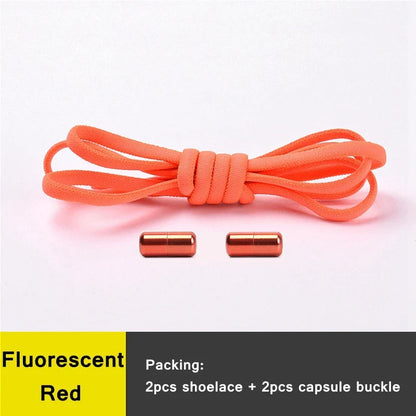 21 Colors No Tie Shoelaces Round Color Metal Lock Elastic Shoelace General For Children And Adults Sneakers Lazy Laces Unisex