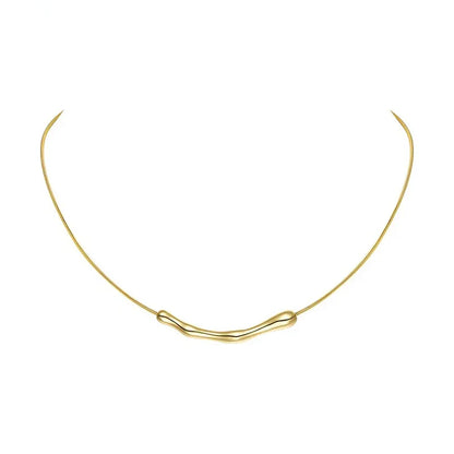 European and American Fashion Simple Stainless steel Gold Color Collarbone Chain For Women’s Fashion Short Necklaces Jewelry
