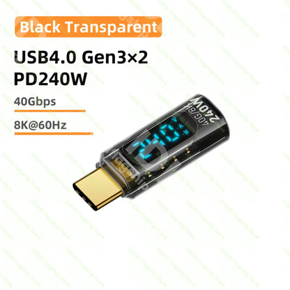 Transparent LED Display PD240W USB4.0 40Gbps Type C to C OTG Adapter 8K@60Hz 5A Fast Charging Cable for iPhone 15 14 MacBook Pro