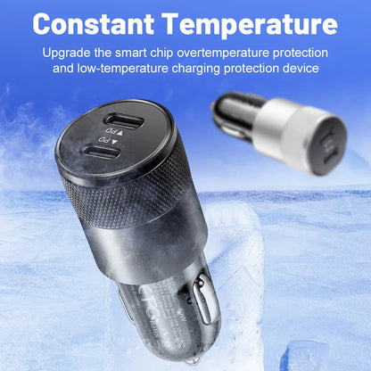 40W Dual PD Car Charger Adapter Fast Charging Type USB C Quick Charger in Car Mobile Phone for iPhone15 Pro Max Xiaomi 14 Huawei