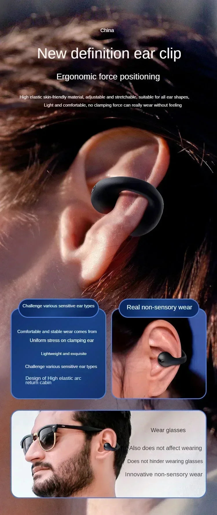 NEW Bluetooth 5.3 Wireless Bone Conduction Headphones T75 Clip Ear Music Noise Canceling Headset HD Call Sports Gaming Earphone