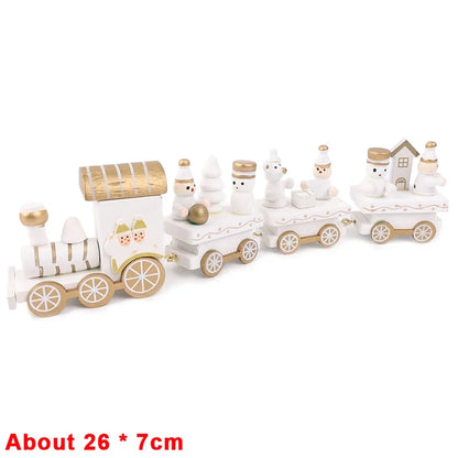 Wooden Train Christmas Ornaments Santa Cake Decoration Merry Christmas Navidad New Year Party Table Decoration Kids Gifts Toys