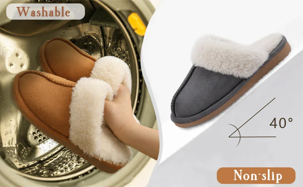 Comwarm Fluffy Winter Slippers For Women Furry Fuzzy Home Shoes Faux Fur House Plush Slippers Indoor Warm Comfy Mute Flats Slide