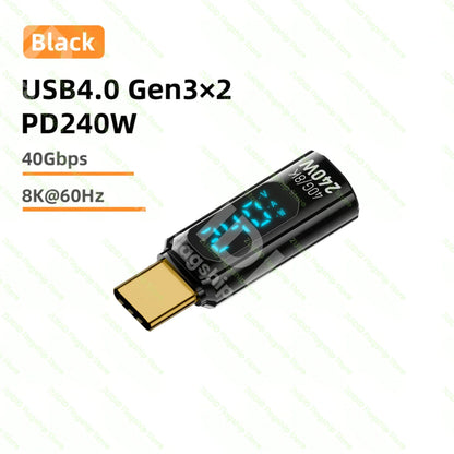 Transparent LED Display PD240W USB4.0 40Gbps Type C to C OTG Adapter 8K@60Hz 5A Fast Charging Cable for iPhone 15 14 MacBook Pro