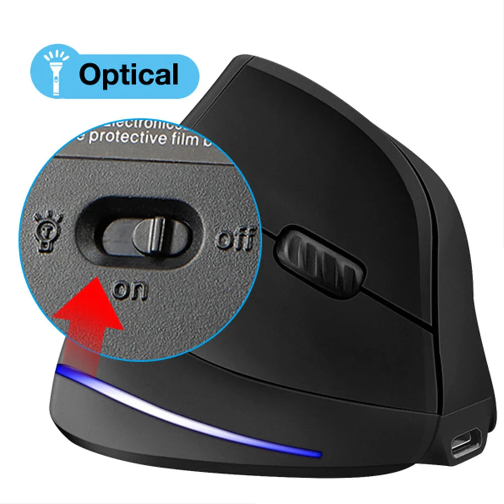 Lefon F35 Wireless Vertical Mouse 2.4G Rechargeable Ergonomic Optical Mouse 2400 DPI Gaming Mice for Computer Laptop PC Mac IOS