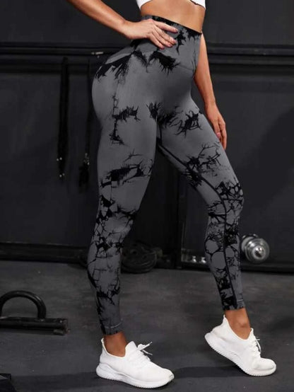 Seamless High Waist Leggings Women Tie Dye Leggings Fitness Sports Running Yoga Pants Hip Liftting Elastic Knitting Tights