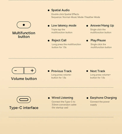 Baseus Bowie D05 Headphones Wireless Earphone Bluetooth 5.3 Headset HiFI Stereo Fones Foldable Wireless Wired Dual Use Headphone