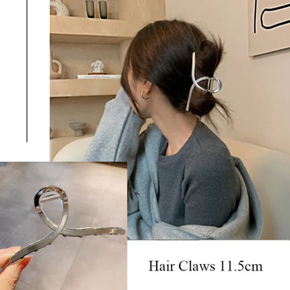 Fashion Metal Hair Claw For Women Gold Silver Color Cross Crab Hair Clip Korean Elegant Geometric Hairpin Girl Hair Accessories