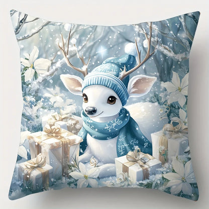 Christmas decoration pillowcase New Year Gift Snowman Fawn Santa Claus car pattern home decoration sofa cushion cover