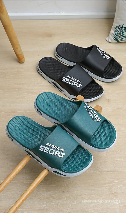 Big Size Men's Slippers Summer Sport Style Slides Anti-slip Thick Sole Breathable Fashion Slip-on Beach Leisure Sandals