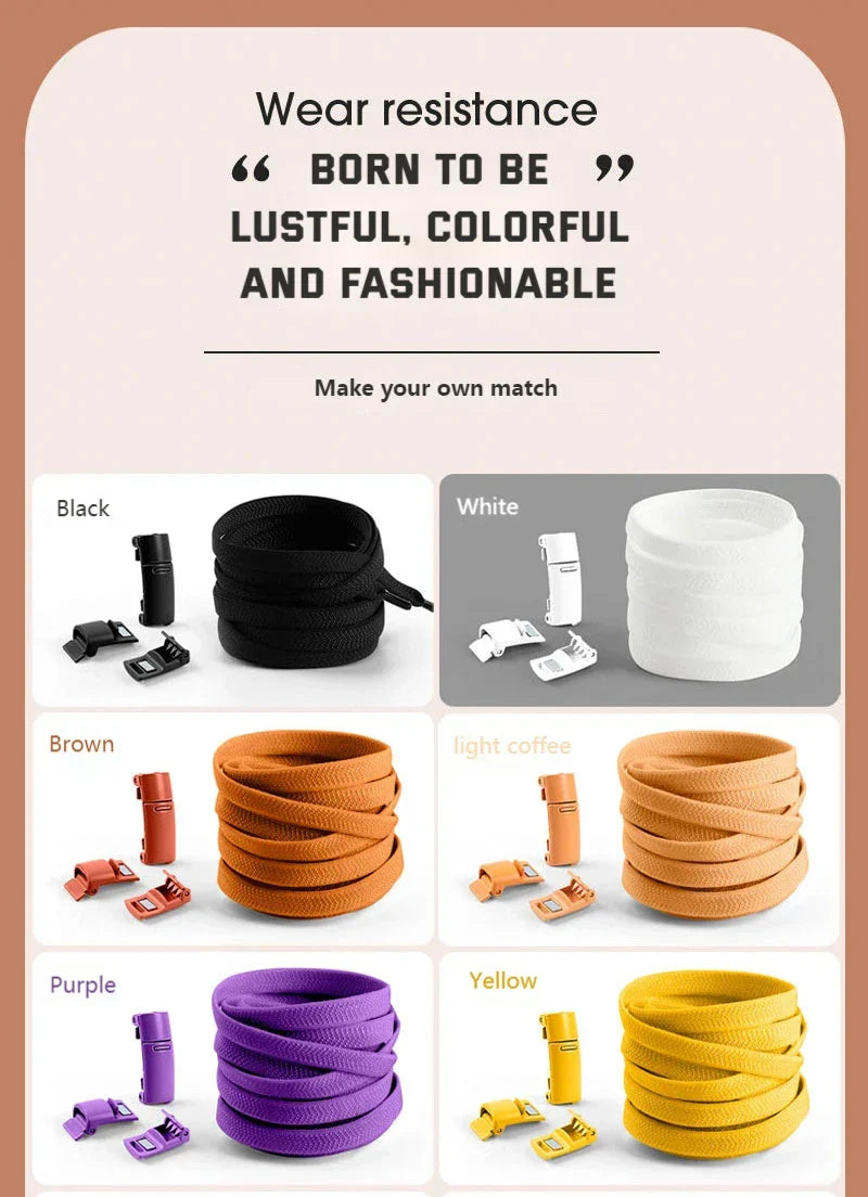 Magnetic Locking Shoelaces without ties Sneakers elastic laces  Children Adults Quick On/Off Shoelaces Shoe accessories 1 Pair