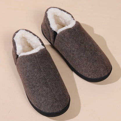 Bebealy Winter Slippers For Men Outdoor Antiskid Men Slippers Fashion Casual Warm Fluffy Slippers Indoor Plush Flat Men Shoes
