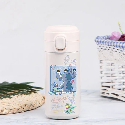 Disney Stitch 420ml Thermal Cup Sports Water Bottle Kids Portable Large Capacity Outdoor Vacuum Cup Stainless Steel Bottle