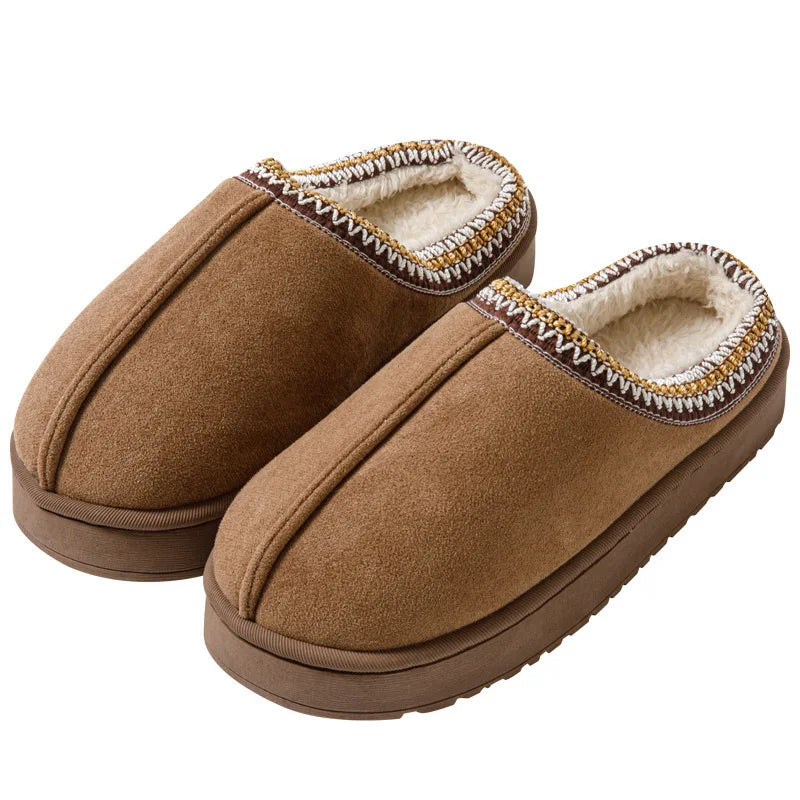 Winter Bohemian Style Indoor Fluffy Slippers with Anti-Slip and Warm Design for Comfortable Feet