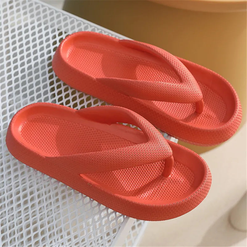 Rimocy Soft Sole EVA Women's Flip Flops 2023 Summer Beach Non-slip Cloud Slippers Women Thick Platform Clip Toe Bathroom Slides