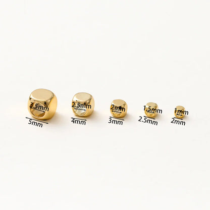 50pcs/lot 2-5mm 14K/18K Real Gold Plated Brass Square Spacer Loose Beads for DIY Jewelry Making Beads Accessories Findings