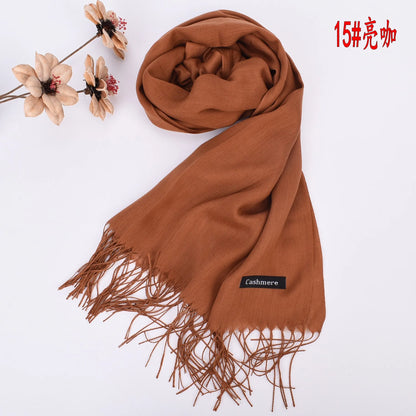 Leather Powder Autumn and Winter New Solid Color Scarves Wholesale for Men and Women 120g Single Color Headband Shawl