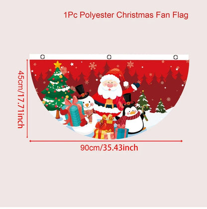 Christmas Fan-shaped Flag Banner Christmas Decoration for Home 2024 Christmas Ornament Xmas Navidad Noel Gift New Year 2025
