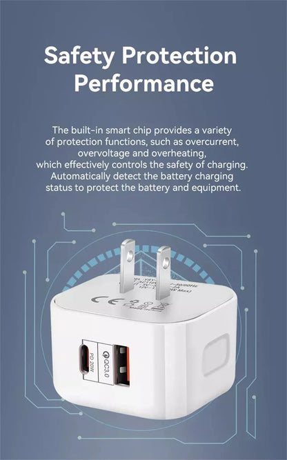 EU US UK 20W Dual Ports Type c USB C PD Wall Charger Fast Quick Charging Power Adapters For IPhone 11 12 13 14 15 Samsung htc lg